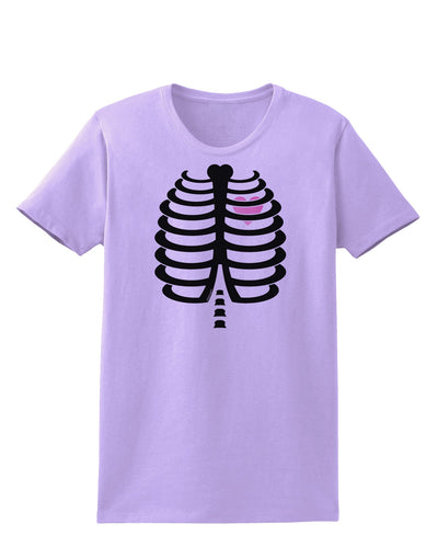 Black Skeleton Ribcage with Pink Heart Halloween Womens T-Shirt-Womens T-Shirt-TooLoud-Lavender-X-Small-Davson Sales