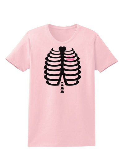 Black Skeleton Ribcage with Pink Heart Halloween Womens T-Shirt-Womens T-Shirt-TooLoud-PalePink-X-Small-Davson Sales