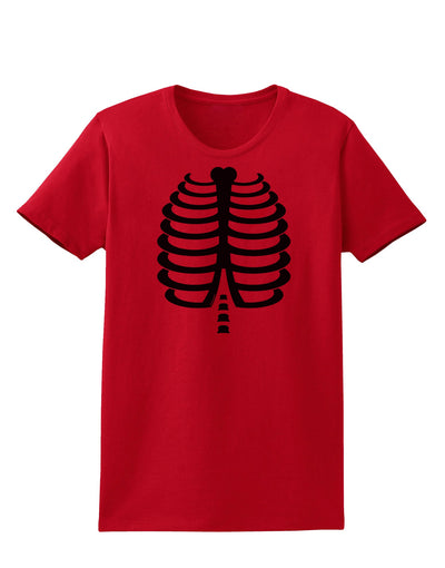 Black Skeleton Ribcage with Pink Heart Halloween Womens T-Shirt-Womens T-Shirt-TooLoud-Red-X-Small-Davson Sales