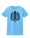 Black Skeleton Ribcage with Pink Heart Halloween Womens T-Shirt-Womens T-Shirt-TooLoud-Aquatic-Blue-X-Small-Davson Sales