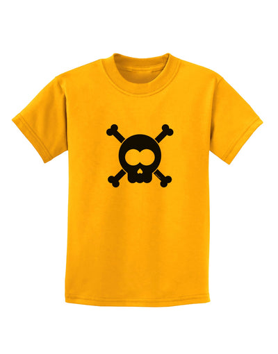 Black Skull and Crossbones Childrens T-Shirt-Childrens T-Shirt-TooLoud-Gold-X-Small-Davson Sales