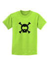 Black Skull and Crossbones Childrens T-Shirt-Childrens T-Shirt-TooLoud-Lime-Green-X-Small-Davson Sales