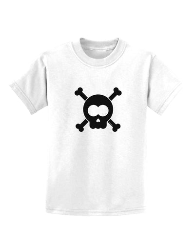 Black Skull and Crossbones Childrens T-Shirt-Childrens T-Shirt-TooLoud-White-X-Small-Davson Sales