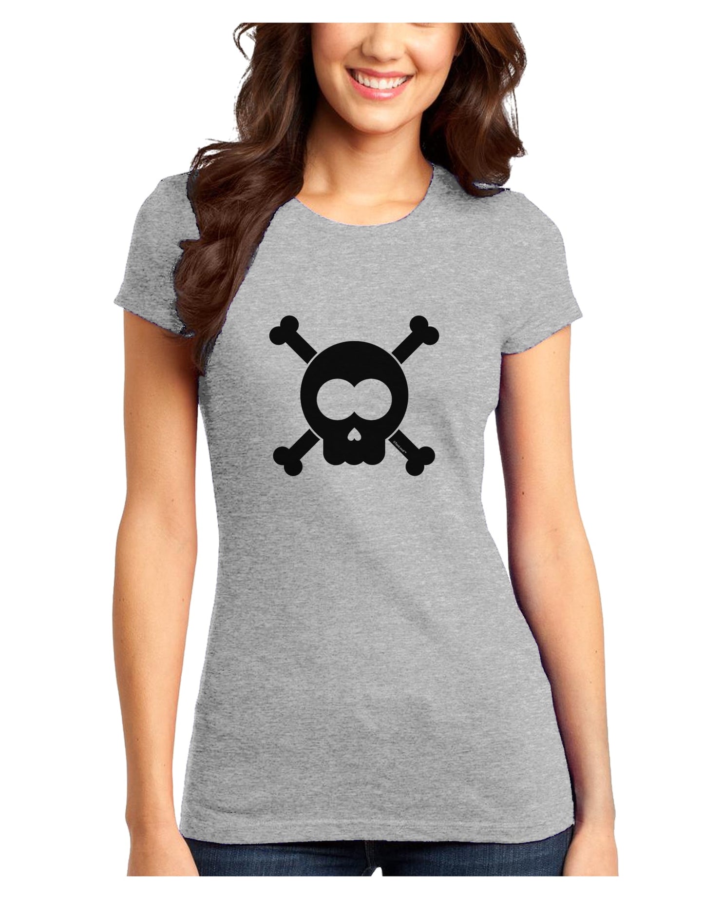 Black Skull and Crossbones Juniors T-Shirt-Womens Juniors T-Shirt-TooLoud-Ash-Gray-Juniors Fitted XS-Davson Sales