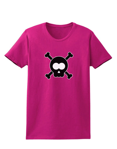 Black Skull and Crossbones Womens Dark T-Shirt-TooLoud-Hot-Pink-Small-Davson Sales