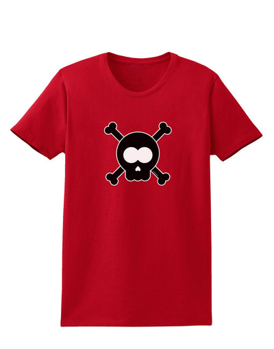 Black Skull and Crossbones Womens Dark T-Shirt-TooLoud-Red-X-Small-Davson Sales