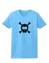 Black Skull and Crossbones Womens T-Shirt-Womens T-Shirt-TooLoud-Aquatic-Blue-X-Small-Davson Sales