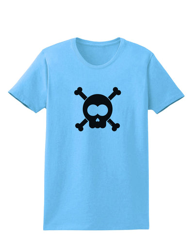 Black Skull and Crossbones Womens T-Shirt-Womens T-Shirt-TooLoud-Aquatic-Blue-X-Small-Davson Sales