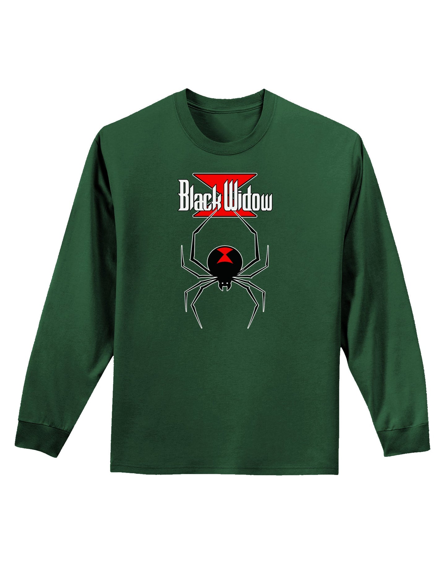 Black Widow Spider Design - Logo Adult Long Sleeve Dark T-Shirt-TooLoud-Dark-Green-Small-Davson Sales