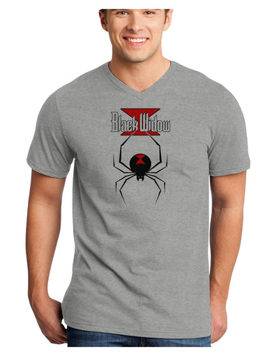 Black Widow Spider Design - Logo Adult V-Neck T-shirt-Mens V-Neck T-Shirt-TooLoud-HeatherGray-Small-Davson Sales