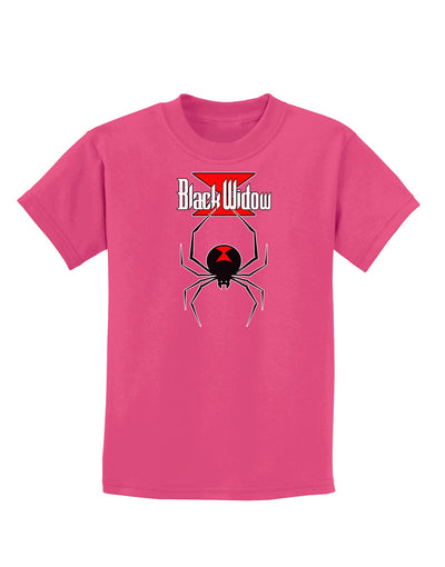 Black Widow Spider Design - Logo Childrens Dark T-Shirt-Childrens T-Shirt-TooLoud-Sangria-X-Small-Davson Sales