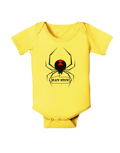 Black Widow Spider Design - Text Baby Romper Bodysuit-Baby Romper-TooLoud-Yellow-06-Months-Davson Sales