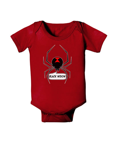 Black Widow Spider Design - Text Baby Romper Bodysuit Dark-Baby Romper-TooLoud-Red-06-Months-Davson Sales