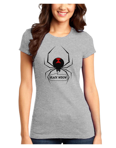 Black Widow Spider Design - Text Juniors T-Shirt-Womens Juniors T-Shirt-TooLoud-Ash-Gray-Juniors Fitted XS-Davson Sales