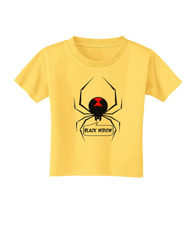 Black Widow Spider Design - Text Toddler T-Shirt-Toddler T-Shirt-TooLoud-Yellow-2T-Davson Sales