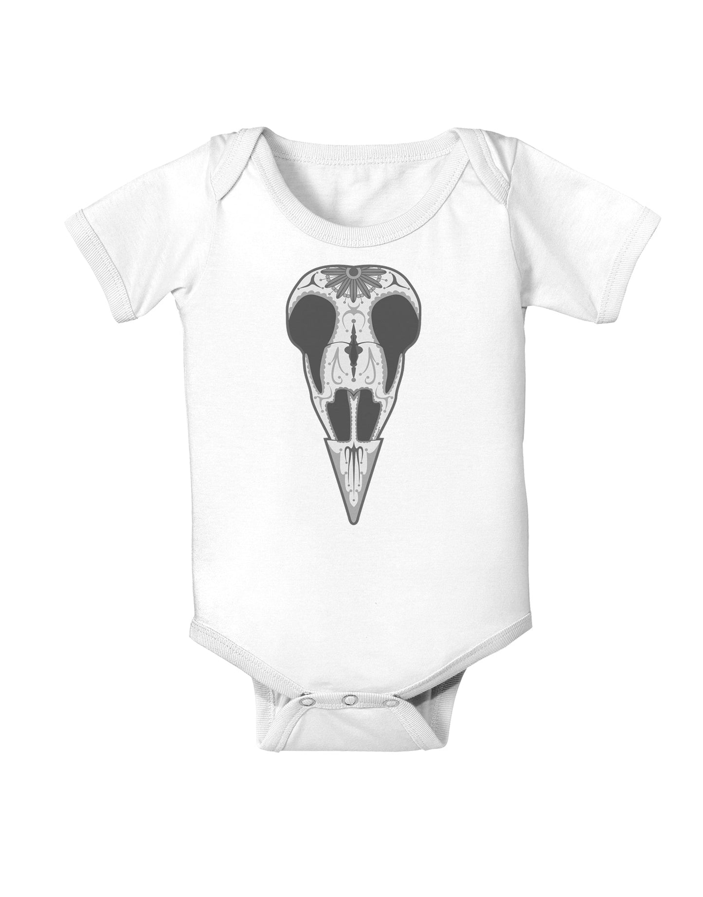 Black and White Mystic Bird Skull Day of the Dead Baby Romper Bodysuit-Baby Romper-TooLoud-White-06-Months-Davson Sales