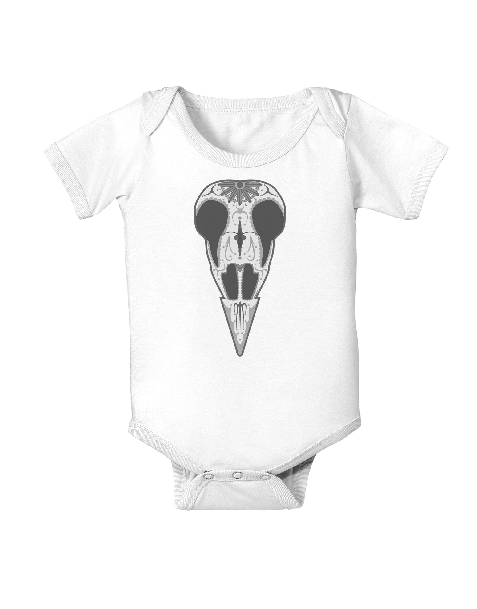 Black and White Mystic Bird Skull Day of the Dead Baby Romper Bodysuit-Baby Romper-TooLoud-White-06-Months-Davson Sales