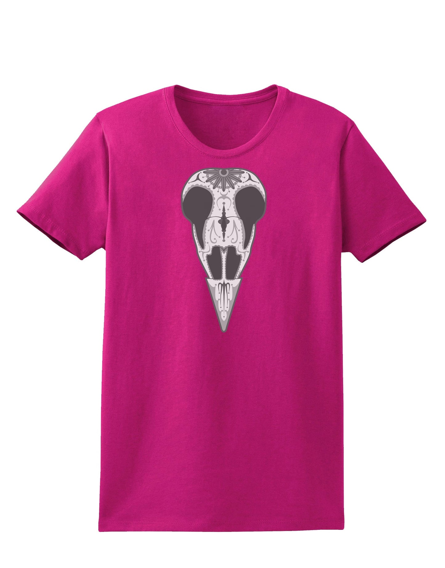 Black and White Mystic Bird Skull Day of the Dead Womens Dark T-Shirt-TooLoud-Hot-Pink-Small-Davson Sales