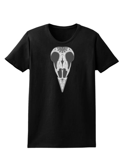 Black and White Mystic Bird Skull Day of the Dead Womens Dark T-Shirt-TooLoud-Black-X-Small-Davson Sales