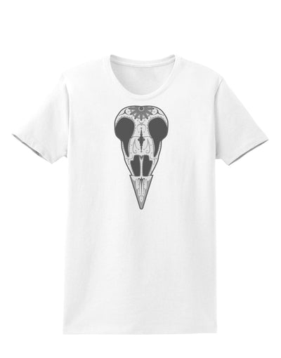 Black and White Mystic Bird Skull Day of the Dead Womens T-Shirt-Womens T-Shirt-TooLoud-White-X-Small-Davson Sales