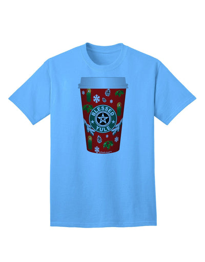 Blessed Yule Red Coffee Cup Adult T-Shirt-Mens T-Shirt-TooLoud-Aquatic-Blue-XXXX-Large-Davson Sales