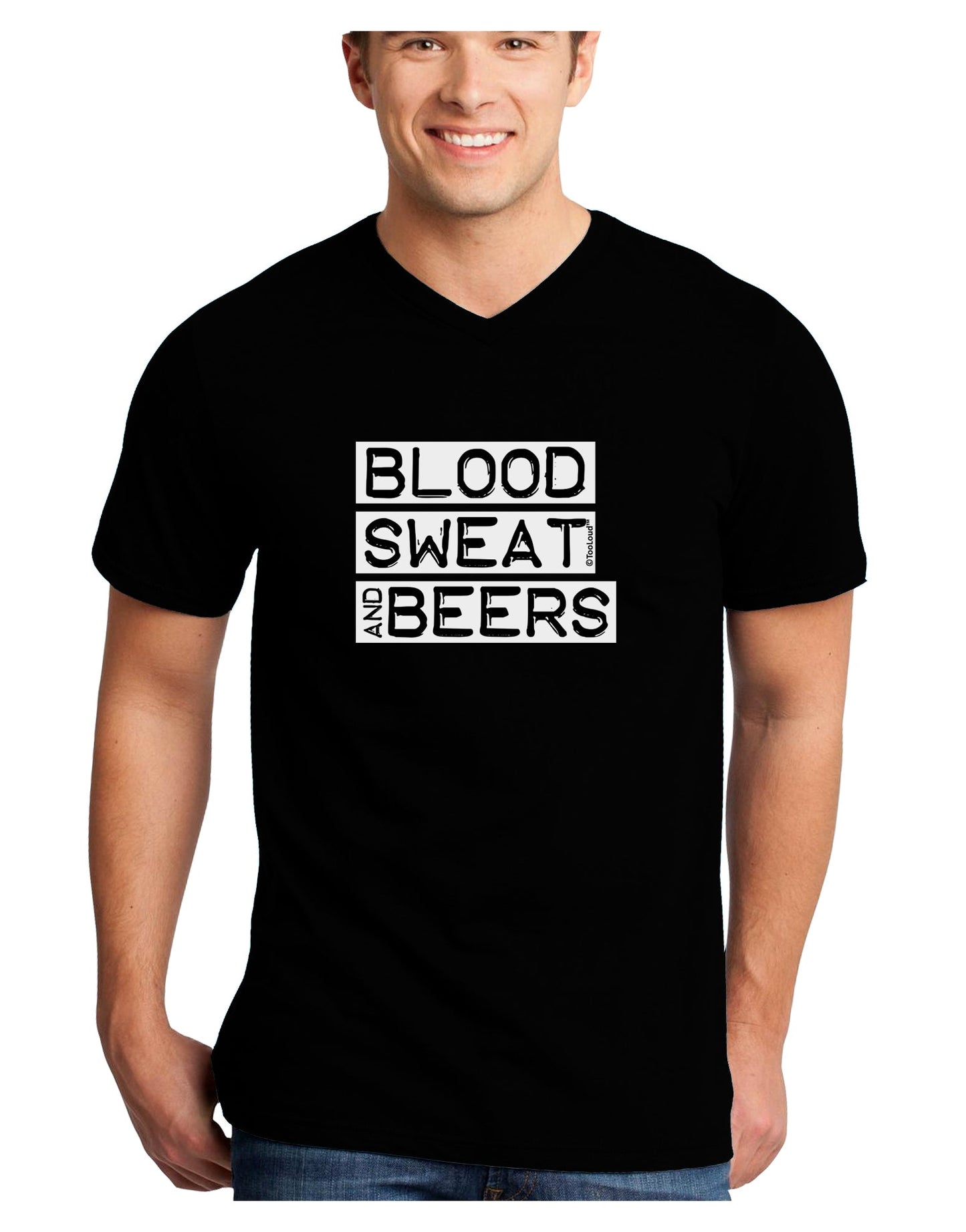Blood Sweat and Beers Design Adult Dark V-Neck T-Shirt by TooLoud-Mens V-Neck T-Shirt-TooLoud-Black-Small-Davson Sales