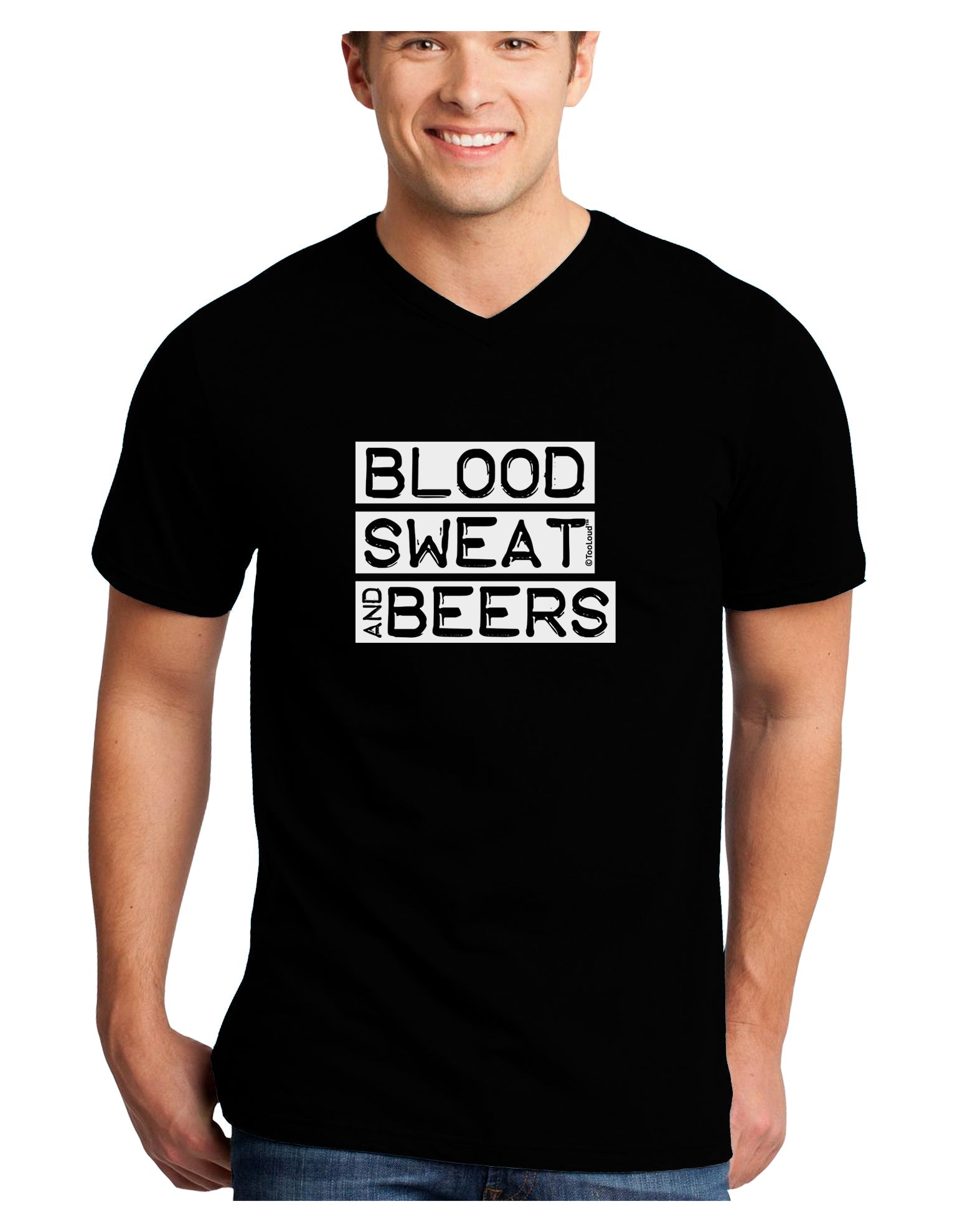 Blood Sweat and Beers Design Adult Dark V-Neck T-Shirt by TooLoud-Mens V-Neck T-Shirt-TooLoud-Black-Small-Davson Sales