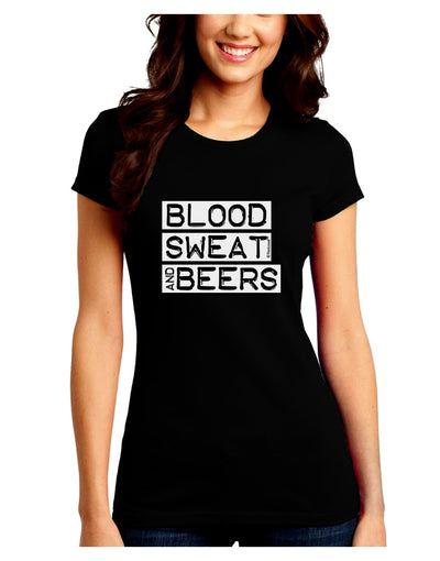 Blood Sweat and Beers Design Juniors Crew Dark T-Shirt by TooLoud-T-Shirts Juniors Tops-TooLoud-Black-Juniors Fitted Small-Davson Sales