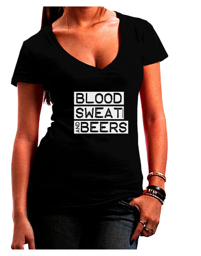 Blood Sweat and Beers Design Juniors V-Neck Dark T-Shirt by TooLoud-Womens V-Neck T-Shirts-TooLoud-Black-Juniors Fitted Small-Davson Sales