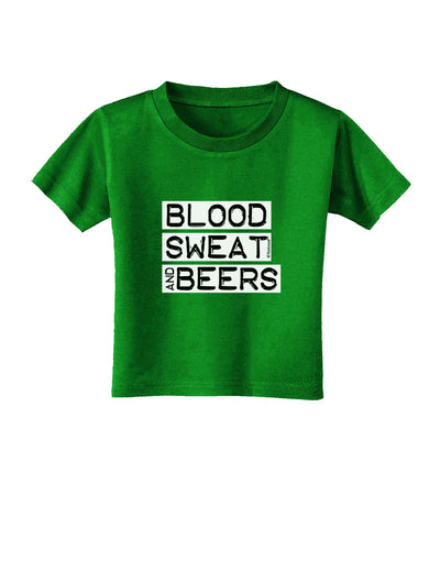 Blood Sweat and Beers Design Toddler T-Shirt Dark by TooLoud-Toddler T-Shirt-TooLoud-Clover-Green-2T-Davson Sales