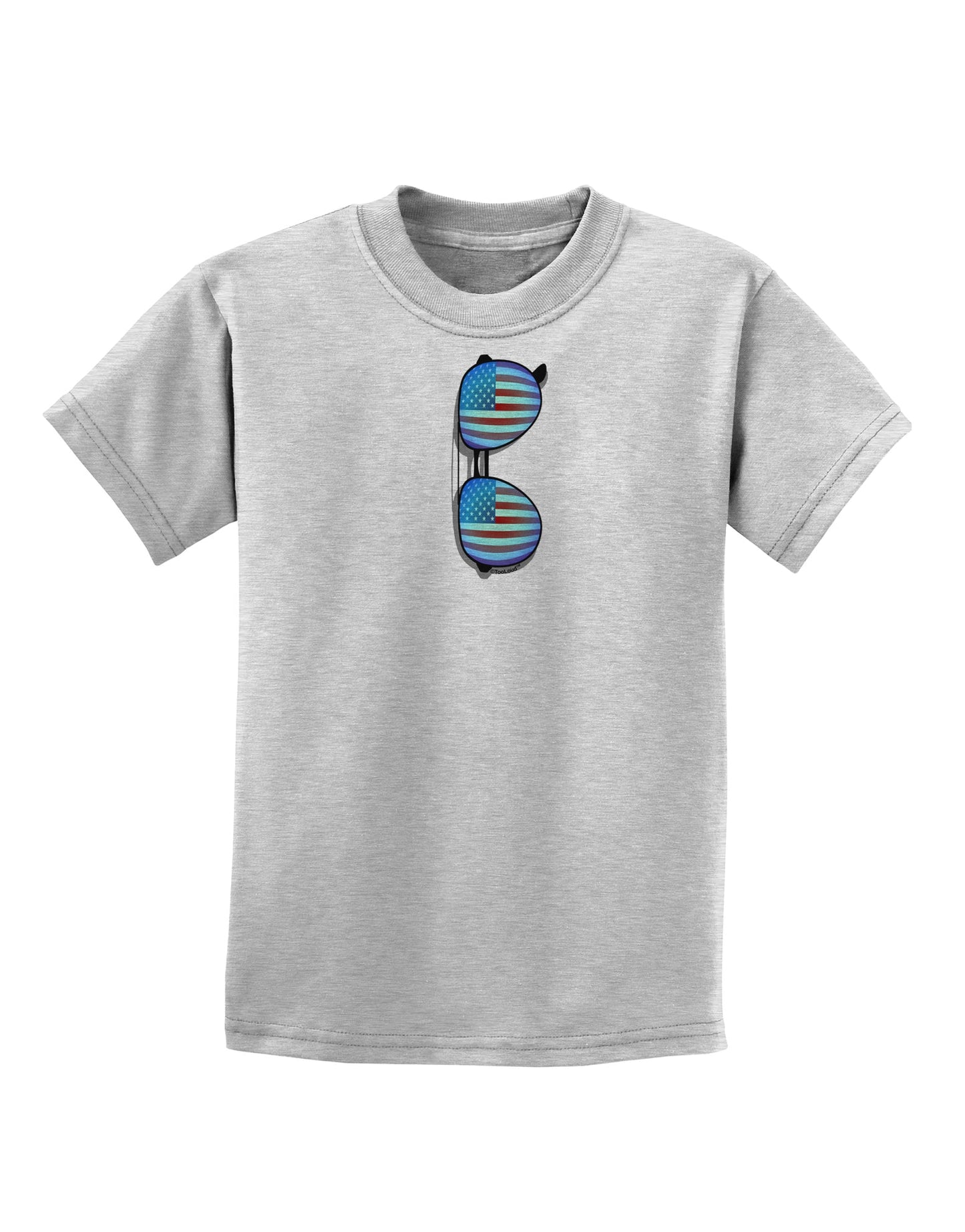 Blue American Flag Aviator Sunglasses Childrens T-Shirt-Childrens T-Shirt-TooLoud-AshGray-X-Small-Davson Sales