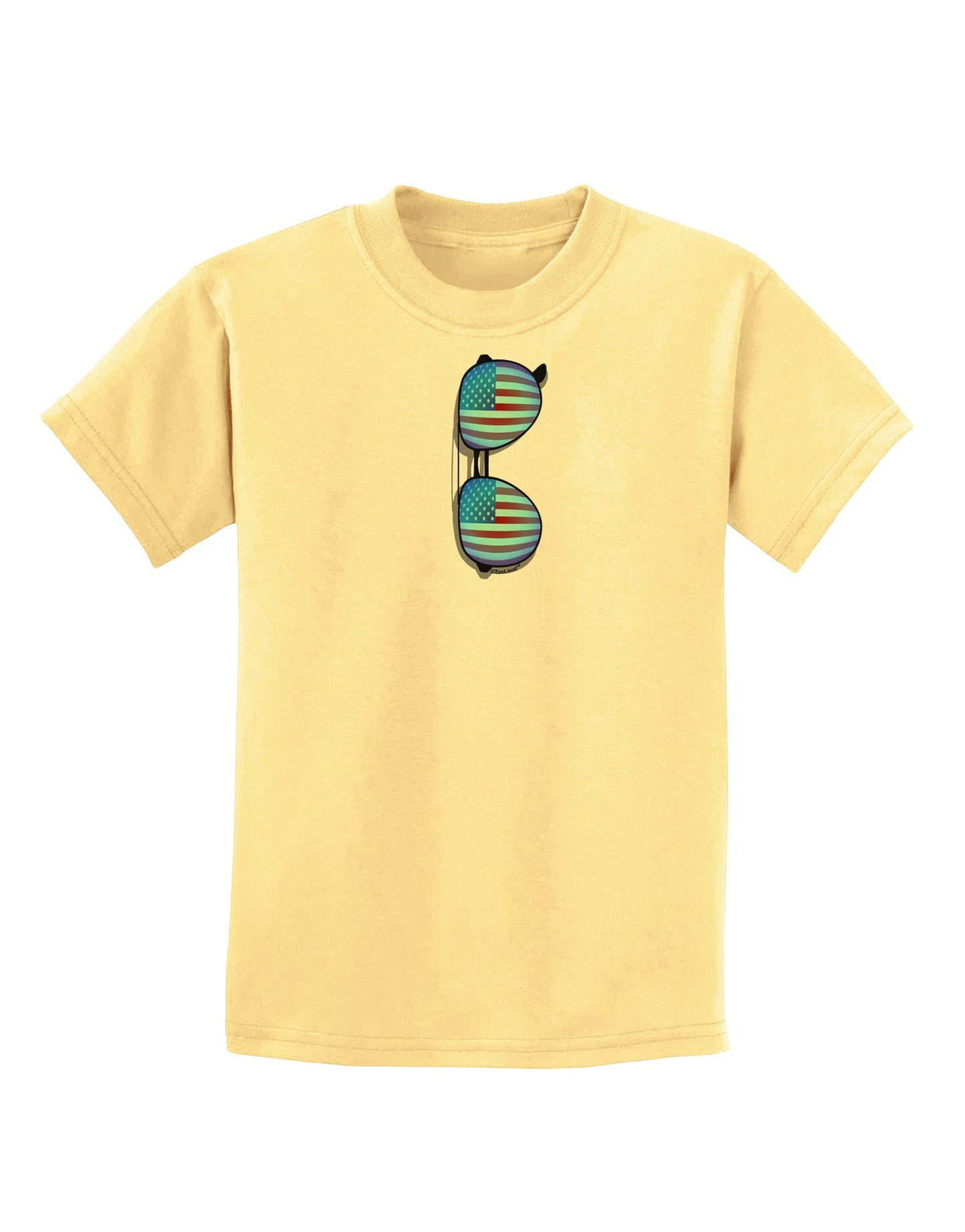 Blue American Flag Aviator Sunglasses Childrens T-Shirt-Childrens T-Shirt-TooLoud-Daffodil-Yellow-X-Small-Davson Sales