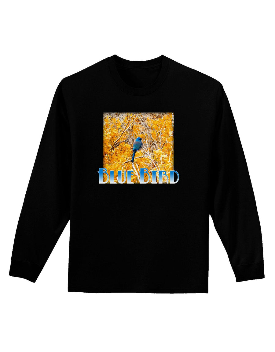 Blue Bird In Yellow Text Adult Long Sleeve Dark T-Shirt-TooLoud-Black-XX-Large-Davson Sales