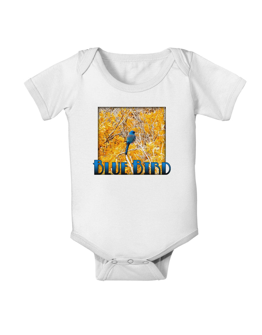 Blue Bird In Yellow Text Baby Romper Bodysuit-Baby Romper-TooLoud-White-18-Months-Davson Sales