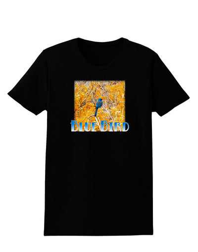 Blue Bird In Yellow Text Womens Dark T-Shirt-Womens T-Shirt-TooLoud-Black-XXX-Large-Davson Sales