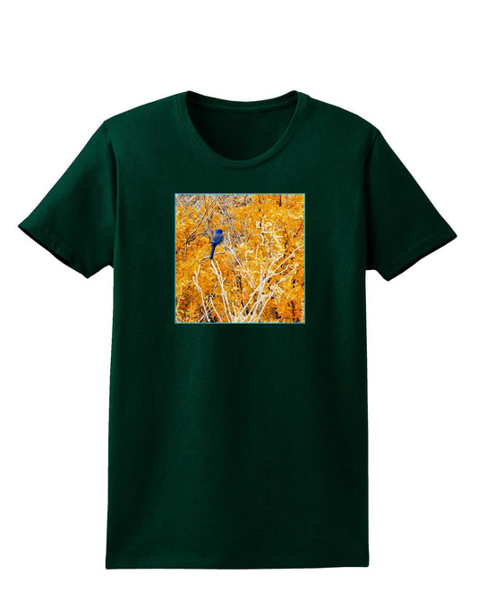 Blue Bird in Yellow Womens Dark T-Shirt-Womens T-Shirt-TooLoud-Forest-Green-XX-Large-Davson Sales