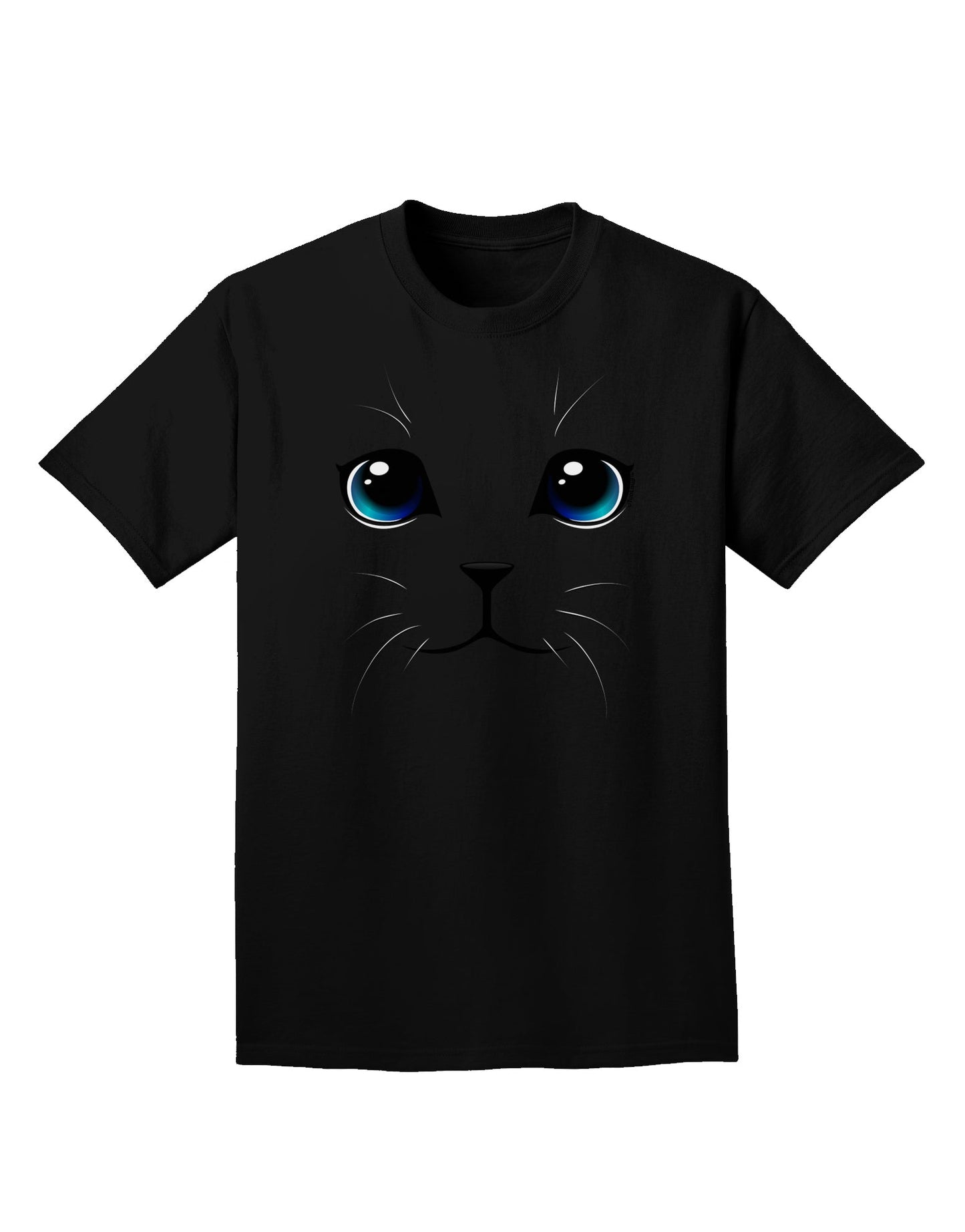 Blue-Eyed Cute Cat Face Adult Dark T-Shirt-Mens T-Shirt-TooLoud-Black-Small-Davson Sales