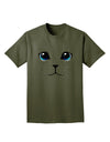 Blue-Eyed Cute Cat Face Adult Dark T-Shirt-Mens T-Shirt-TooLoud-Military-Green-Small-Davson Sales