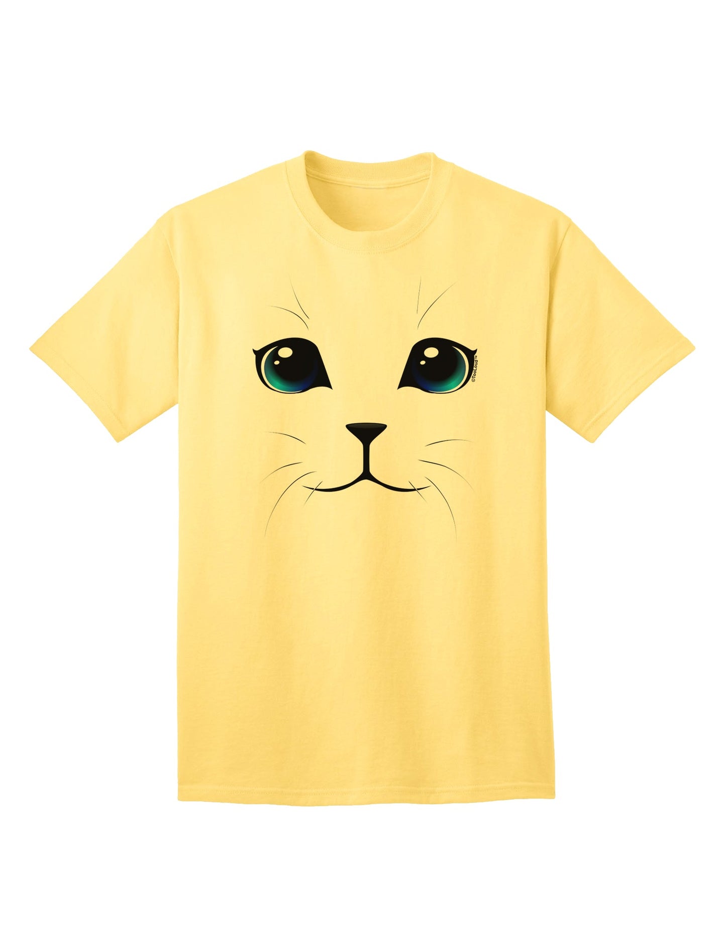 Blue-Eyed Cute Cat Face Adult T-Shirt-Mens T-Shirt-TooLoud-Yellow-Small-Davson Sales