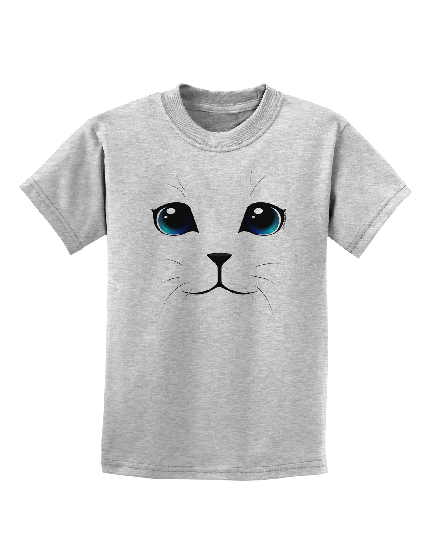 Blue-Eyed Cute Cat Face Childrens T-Shirt-Childrens T-Shirt-TooLoud-AshGray-X-Small-Davson Sales