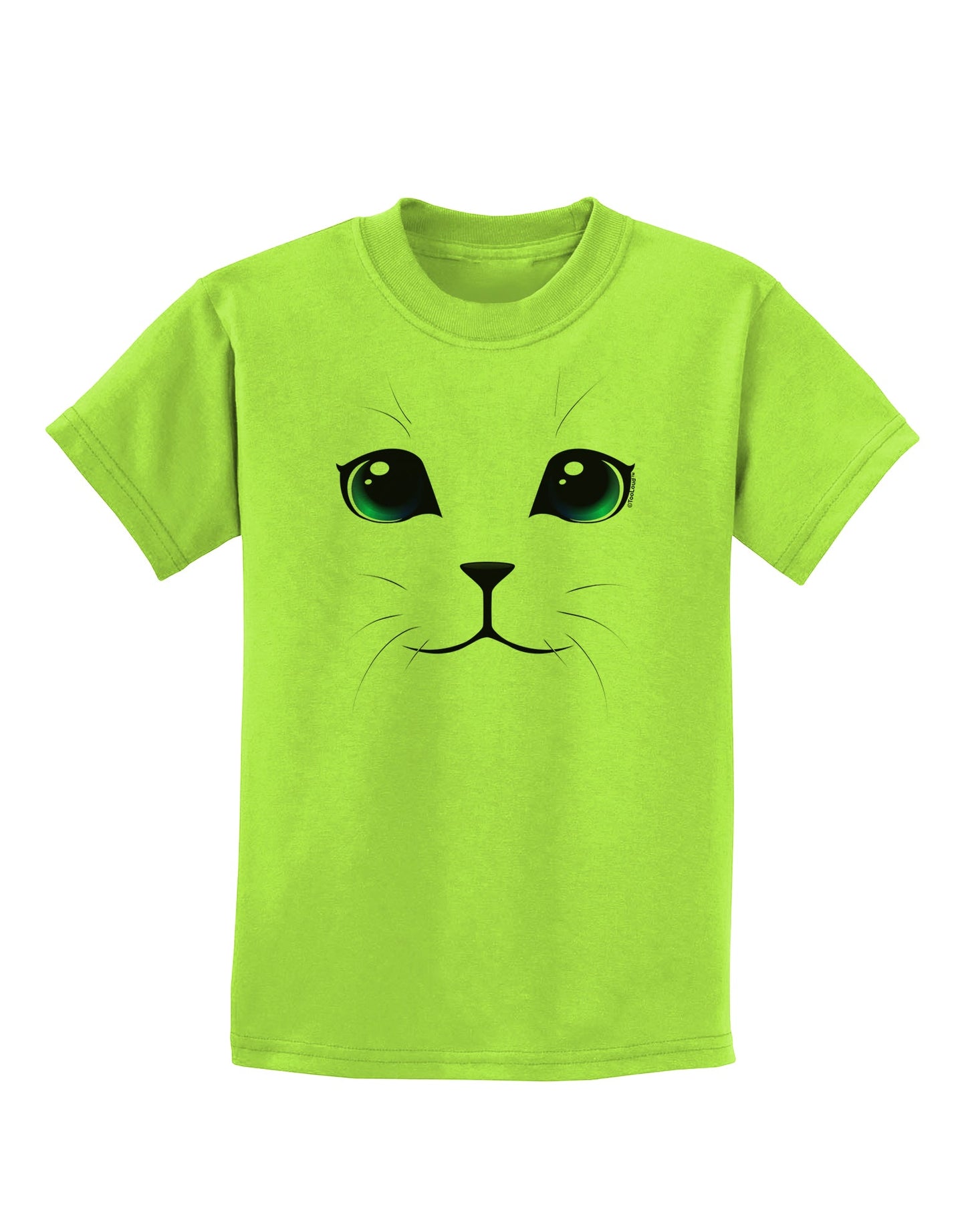 Blue-Eyed Cute Cat Face Childrens T-Shirt-Childrens T-Shirt-TooLoud-Lime-Green-X-Small-Davson Sales