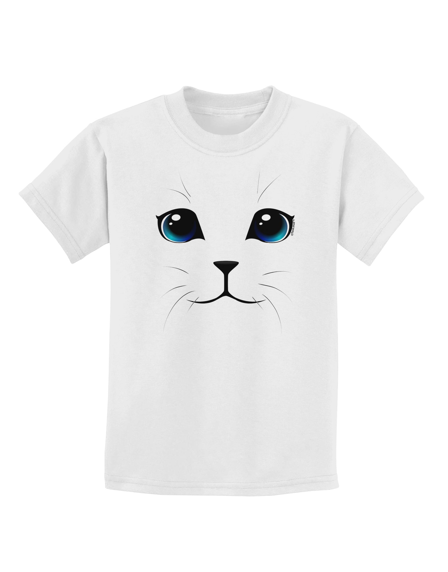 Blue-Eyed Cute Cat Face Childrens T-Shirt-Childrens T-Shirt-TooLoud-White-X-Small-Davson Sales
