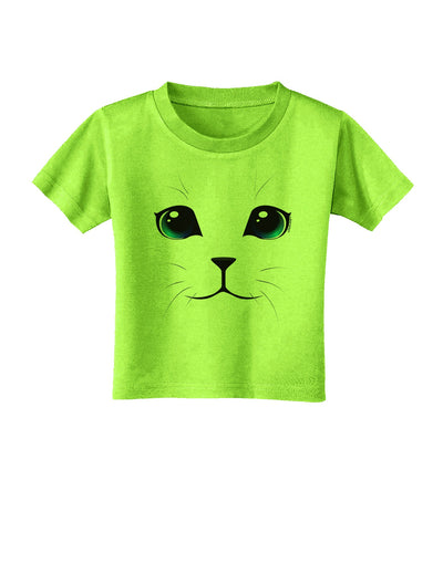 Blue-Eyed Cute Cat Face Toddler T-Shirt-Toddler T-Shirt-TooLoud-Lime-Green-2T-Davson Sales