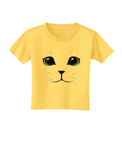 Blue-Eyed Cute Cat Face Toddler T-Shirt-Toddler T-Shirt-TooLoud-Yellow-2T-Davson Sales