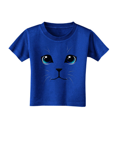 Blue-Eyed Cute Cat Face Toddler T-Shirt Dark