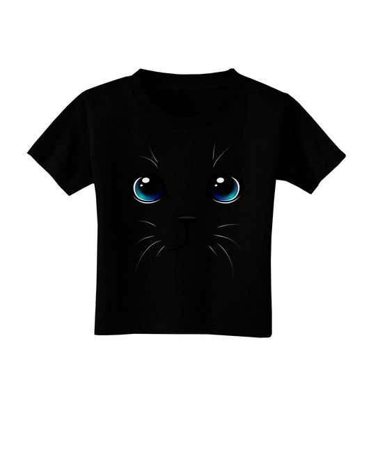 Blue-Eyed Cute Cat Face Toddler T-Shirt Dark-Toddler T-Shirt-TooLoud-Black-2T-Davson Sales