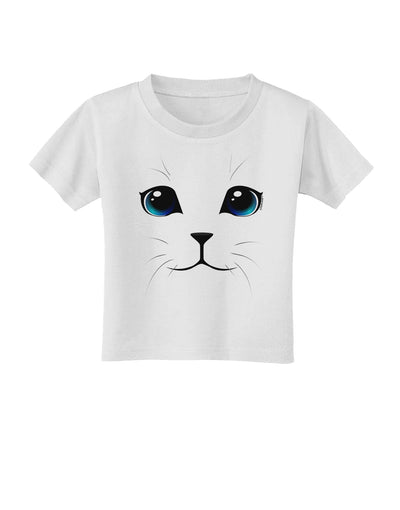 Blue-Eyed Cute Cat Face Toddler T-Shirt-Toddler T-Shirt-TooLoud-White-2T-Davson Sales