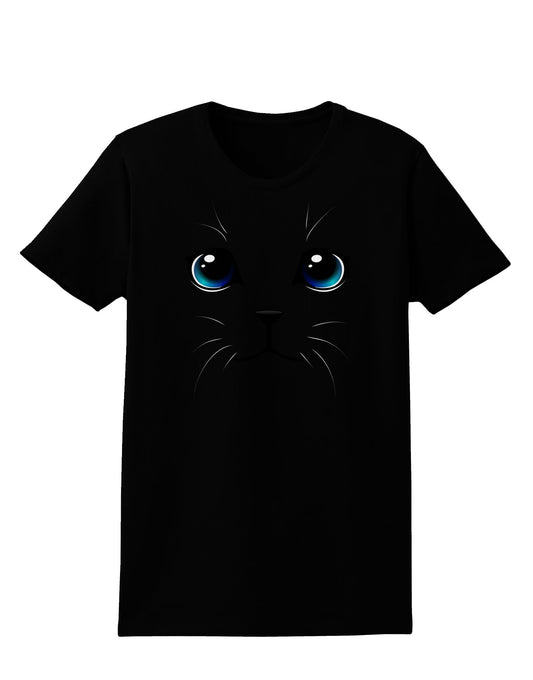 Blue-Eyed Cute Cat Face Womens Dark T-Shirt-TooLoud-Black-X-Small-Davson Sales