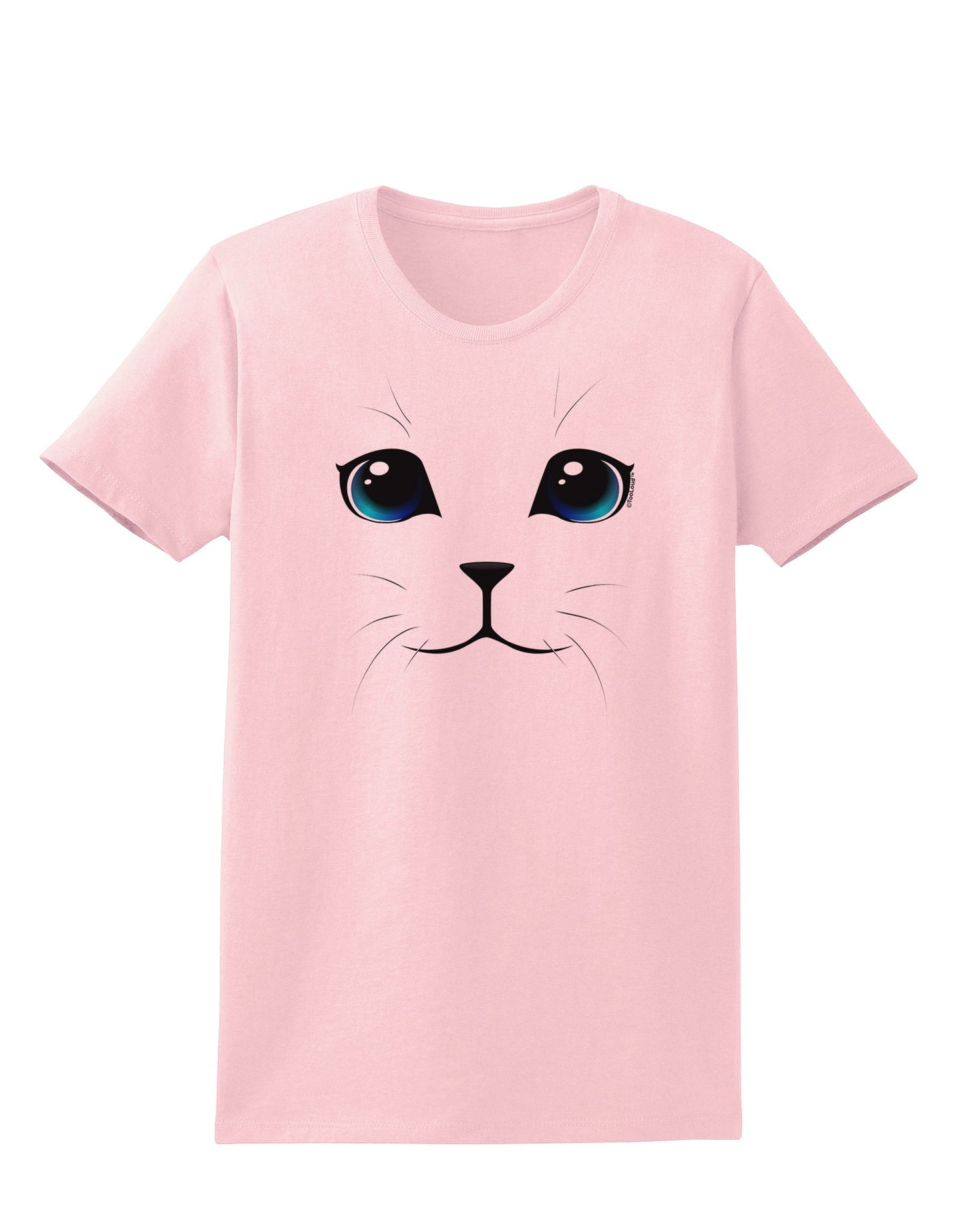 Blue-Eyed Cute Cat Face Womens T-Shirt-Womens T-Shirt-TooLoud-PalePink-X-Small-Davson Sales