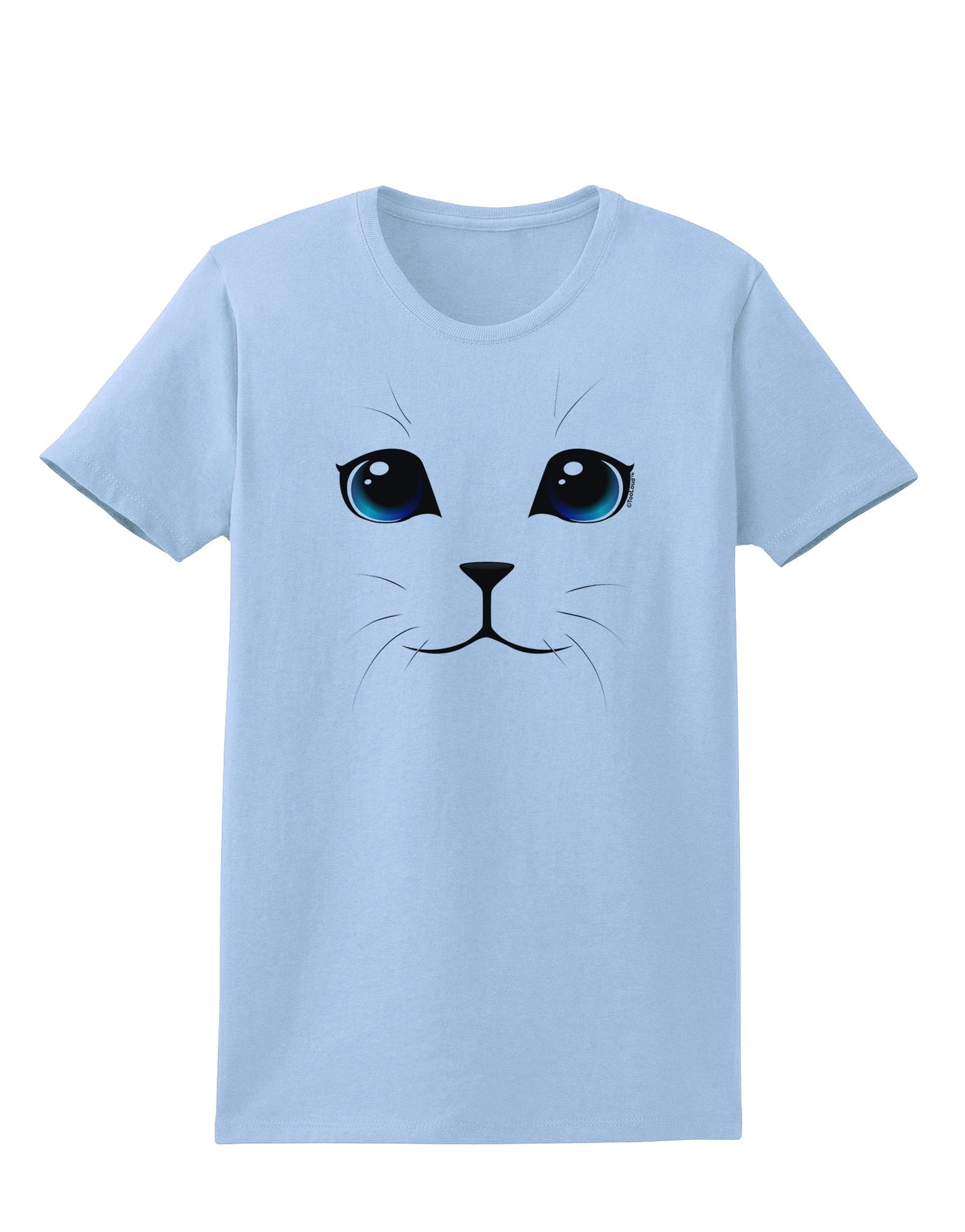 Blue-Eyed Cute Cat Face Womens T-Shirt-Womens T-Shirt-TooLoud-Light-Blue-X-Small-Davson Sales